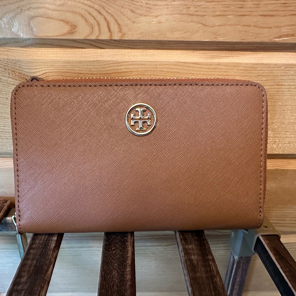 Torch Burch leather wallet with zip closure